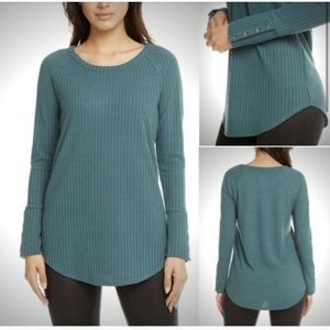 New CHASER Green Waffle Thermal Knit Long Sleeve Top Shirt sz L